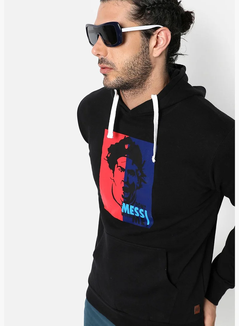 Campus Sutra Front Pocket Printed Hoodie