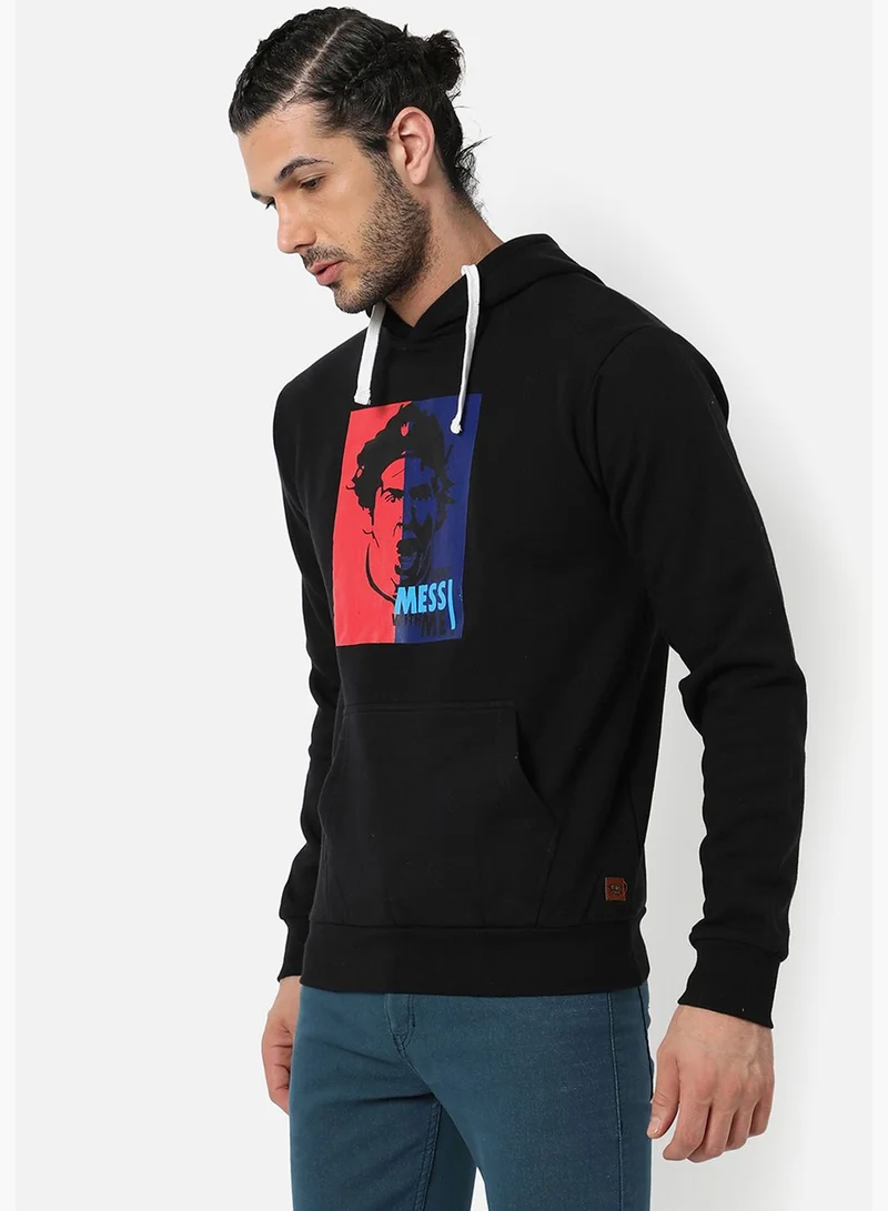 Campus Sutra Front Pocket Printed Hoodie