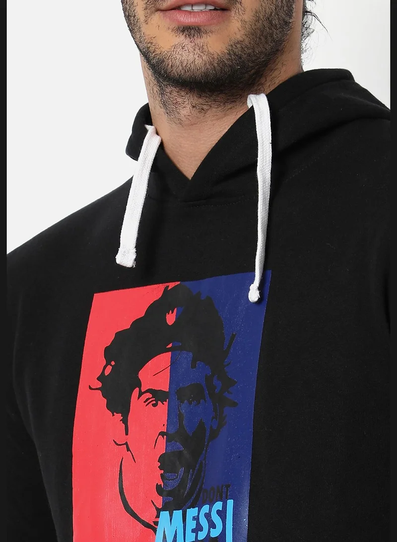Campus Sutra Front Pocket Printed Hoodie