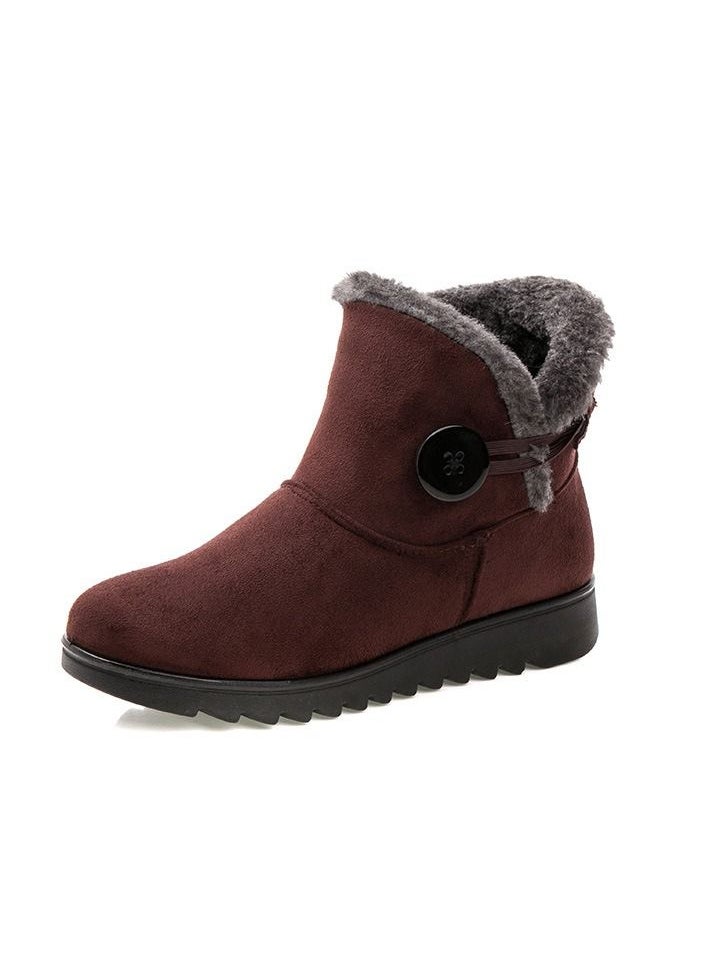 Loquat Women's Cotton Shoes, Warm Cotton Boots Brown  - Image 1
