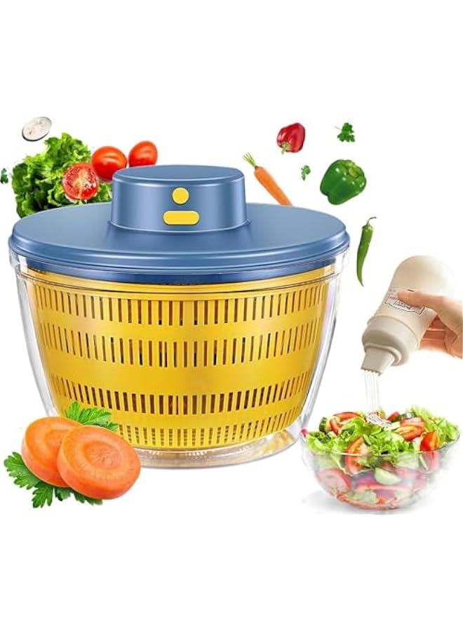 هوكور سبينر كبير للسلطة من ساب وولف - سبينر خس، غسالة فواكه، مجفف فواكه دوارة، مجفف فواكه، منظف فواكه، مجفف سلطة، مجفف سلطة دوار للخضروات، اصفر - Image 1