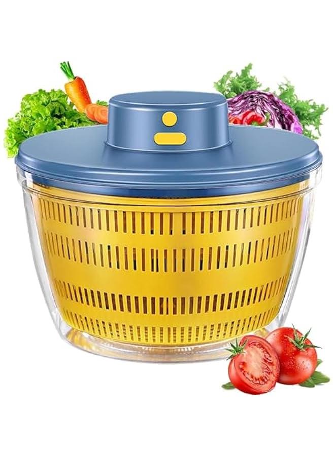 هوكور سبينر كبير للسلطة من ساب وولف - سبينر خس، غسالة فواكه، مجفف فواكه دوارة، مجفف فواكه، منظف فواكه، مجفف سلطة، مجفف سلطة دوار للخضروات، اصفر - Image 3