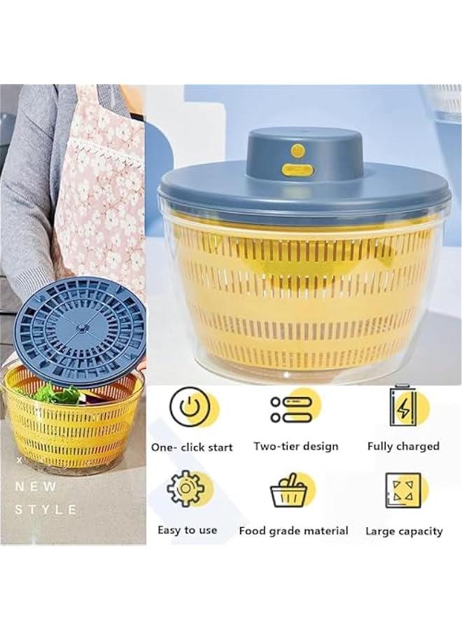 هوكور سبينر كبير للسلطة من ساب وولف - سبينر خس، غسالة فواكه، مجفف فواكه دوارة، مجفف فواكه، منظف فواكه، مجفف سلطة، مجفف سلطة دوار للخضروات، اصفر - Image 4