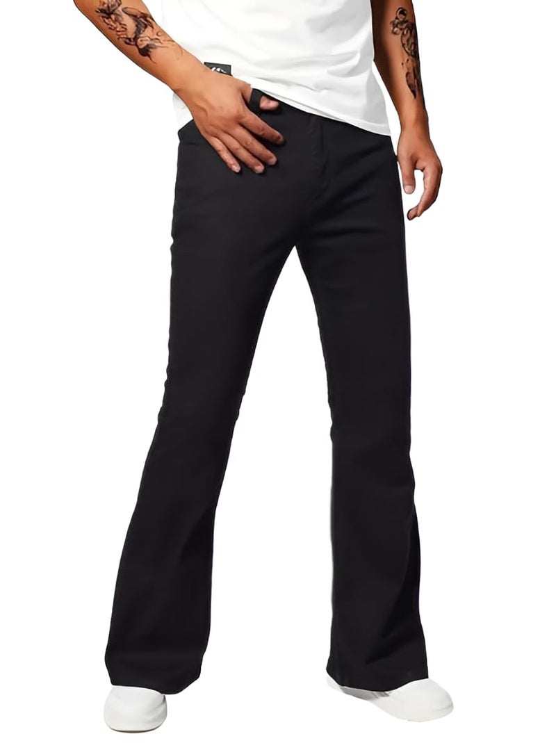 Ben Martin Men’s Bell Bottom Jeans || Bootcut Denim Pants || Wide Leg Flared Jean's for Men || High Waist Stretchable Retro Fit || Cotton Jean for College Casual Black, Size 36 (1) - Image 1