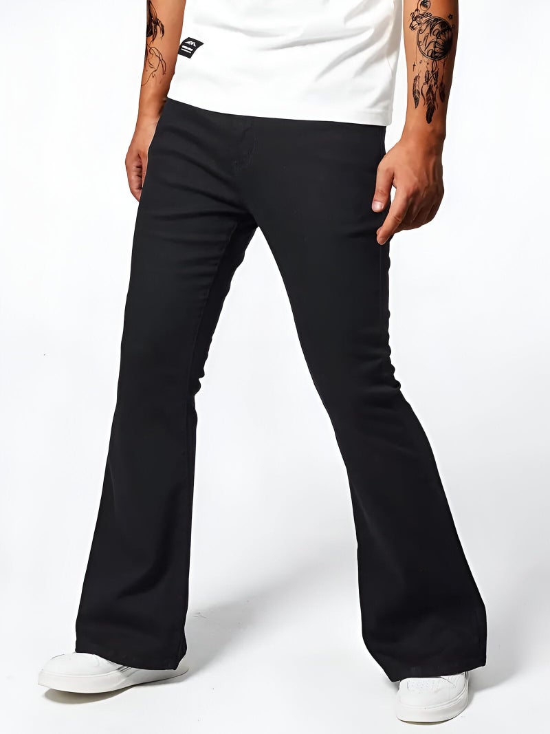 Ben Martin Men’s Bell Bottom Jeans || Bootcut Denim Pants || Wide Leg Flared Jean's for Men || High Waist Stretchable Retro Fit || Cotton Jean for College Casual Black, Size 36 (1) - Image 4