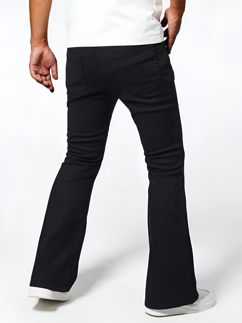 Ben Martin Men’s Bell Bottom Jeans || Bootcut Denim Pants || Wide Leg Flared Jean's for Men || High Waist Stretchable Retro Fit || Cotton Jean for College Casual Black, Size 36 (1) - Image 2