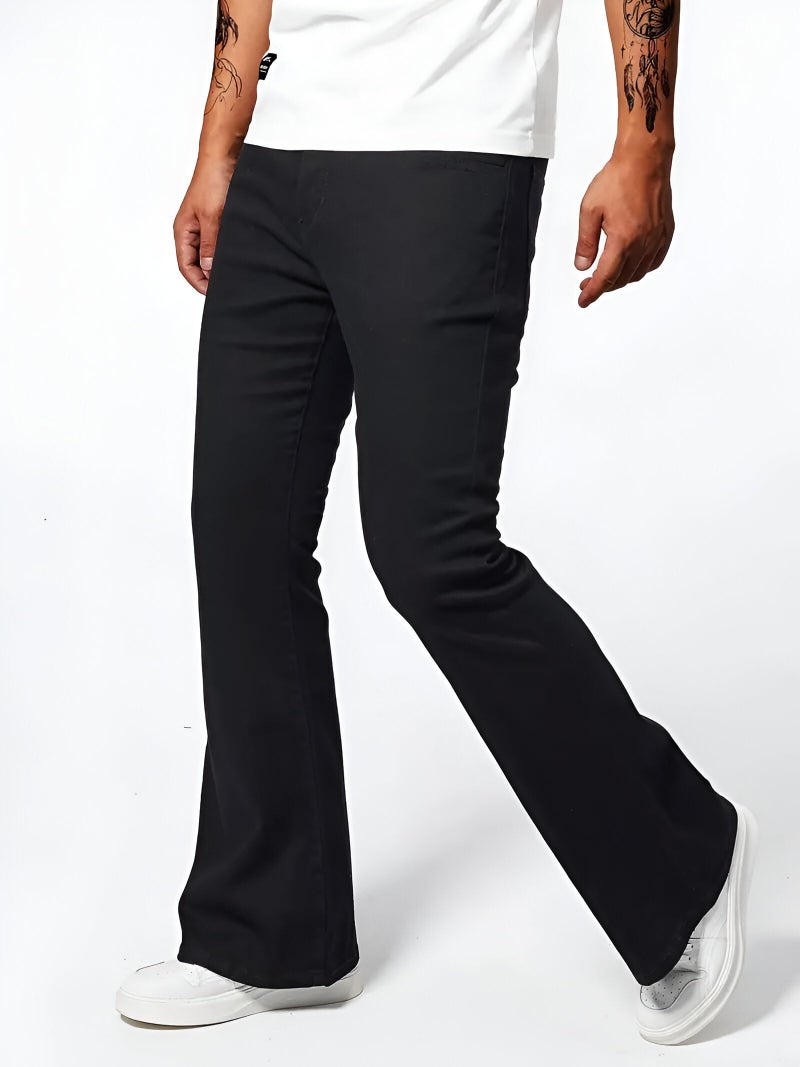 Ben Martin Men’s Bell Bottom Jeans || Bootcut Denim Pants || Wide Leg Flared Jean's for Men || High Waist Stretchable Retro Fit || Cotton Jean for College Casual Black, Size 36 (1) - Image 3