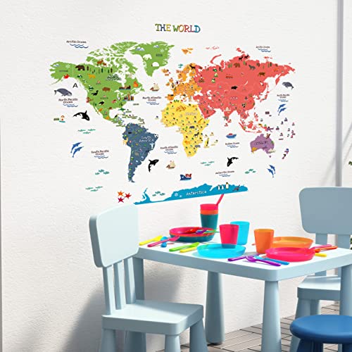 HomeEvolution Kids Educational Removable World Map Peel and Stick Large Wall Decals Stickers for Children Nursery Bedroom Living Room… - Image 2