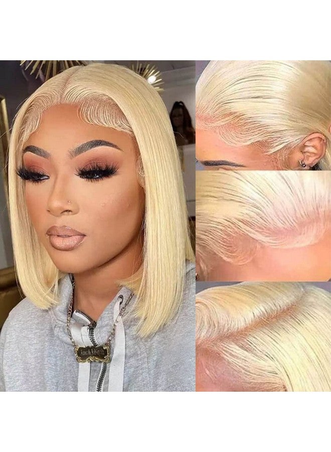 Royal Lady 613 Blonde Short Bob Wig Human Hair 13X4 Hd Lace Front Wigs For Women 150% Density Brazilian Virgin 613 Lace Front Human Hair Straight Bob Wig Pre Plucked With Baby Hair (12 Inch) - Image 1