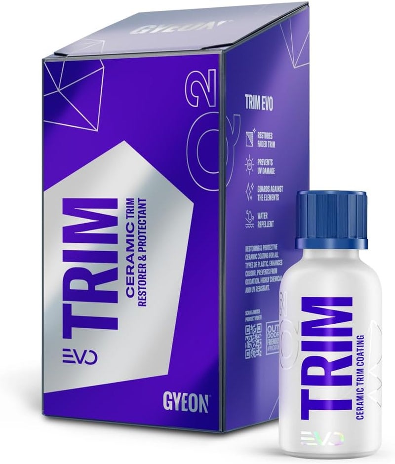 Gyeon مجموعة تطبيقات استعادة حواف السيراميك Trim Evo بلاستيك أسود واستعادة الحواف طلاء هيدروفوبي SiO₂ يعزز تشبع اللون حماية من الأشعة فوق البنفسجية تشطيب ساتان متين استعادة حواف السيارة المتلاشيه - Image 1