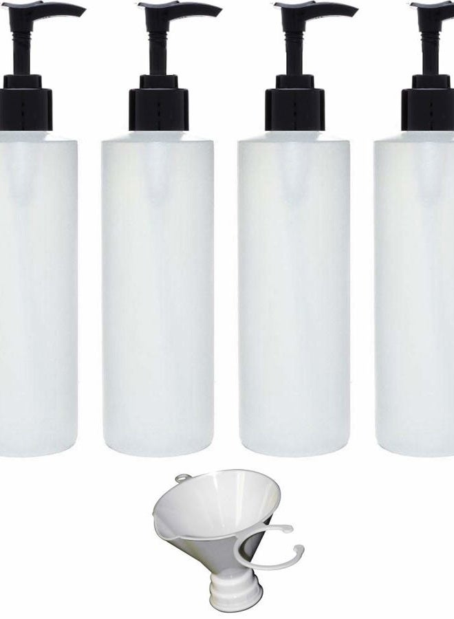 Earth's Essentials Plastic Pump Bottles with Patented Screw On Funnel (Pack of 4,8oz) - Image 1