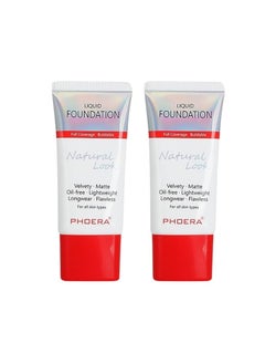 Phoera Liquid Foundation Natural Look 30ML 102 Nude 2 Pack  - Image 1