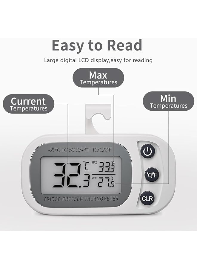 erorex Waterproof Refrigerator Fridge Thermometer Digital Freezer Room Thermometer Max Min Record Function Large Lcd Screen And Magnetic Back For Kitchen Home Restaurants - Image 2