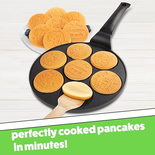 CucinaPro Puppy Friends Mini Pancake Pan- Make 7 Unique Flapjacks- Nonstick Griddle w Long Handle for Breakfast Pup Animal Fun & Easy Cleanup Fun Dog Related Gift for Kids & Adults, Boys Girls, Party Treat - Image 2