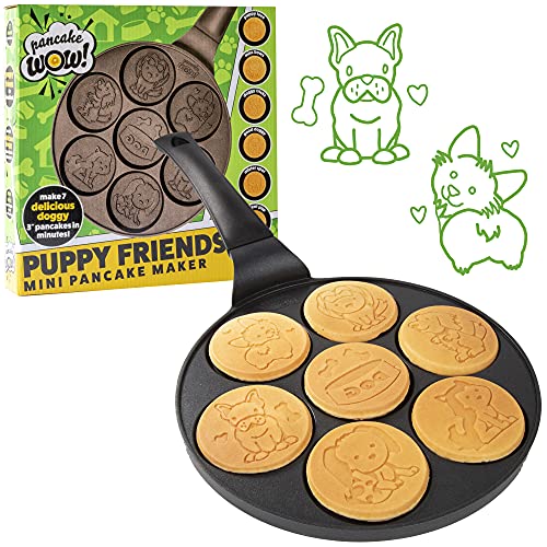 CucinaPro Puppy Friends Mini Pancake Pan- Make 7 Unique Flapjacks- Nonstick Griddle w Long Handle for Breakfast Pup Animal Fun & Easy Cleanup Fun Dog Related Gift for Kids & Adults, Boys Girls, Party Treat - Image 1