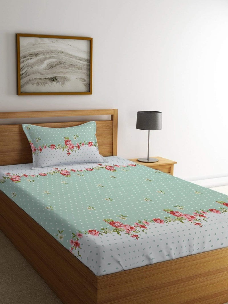 STARNSTYLE Premium 160 TC Ezyption Cotton Bedsheet for Single Bed with 1 Pillow Covers Oat - Image 5