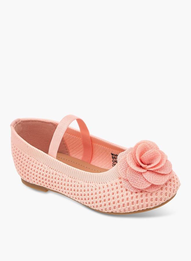 Flora Bella By Shoexpress Girls Textured Ballerina Shoes With Elastic And Flower Detail - Image 1