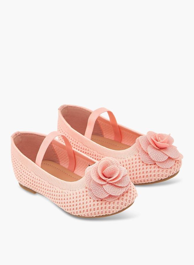 Flora Bella By Shoexpress Girls Textured Ballerina Shoes With Elastic And Flower Detail - Image 2