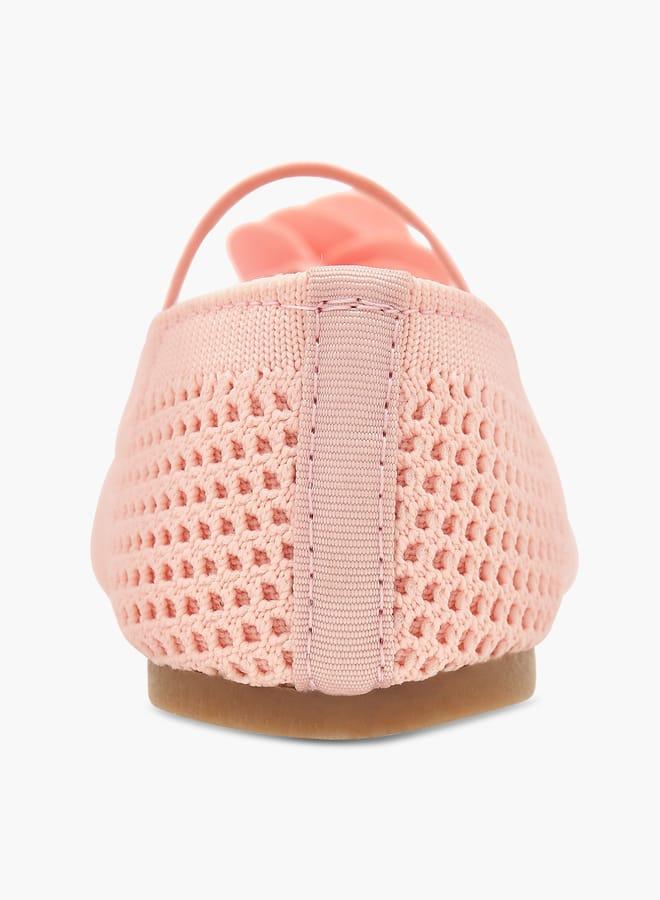 Flora Bella By Shoexpress Girls Textured Ballerina Shoes With Elastic And Flower Detail - Image 5