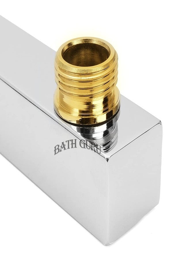 BATH GURU Heavy Duty Stainless Steel Bathroom Shower Arm Chrome Plated Brass Thread Overhead Shower Arm Extension Square (18 INCH) - Image 3