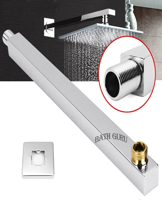 BATH GURU Heavy Duty Stainless Steel Bathroom Shower Arm Chrome Plated Brass Thread Overhead Shower Arm Extension Square (18 INCH) - Image 4
