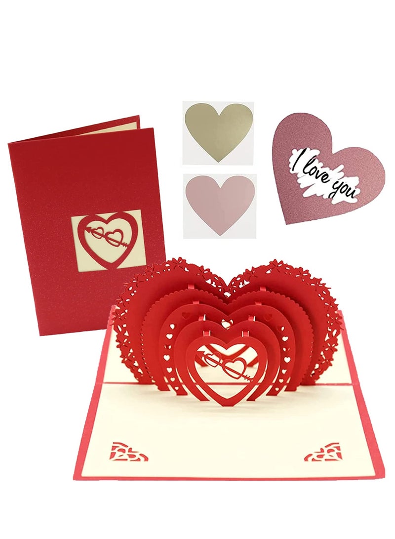 Greeting Card for her him Heart-Shaped 3D Pop UP Greeting Wife Husband  kids - Image 1