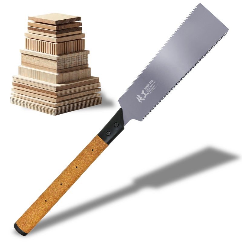 KAKURI Japanese Pull Saw 9.5" for Woodworking - Ryoba Double Edge Hand Saw for Rip & Crosscut - Non-Slip Cork Handle - Made in JAPAN - Image 1