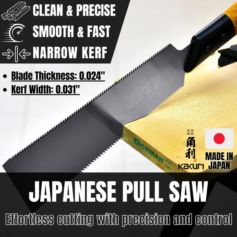 KAKURI Japanese Pull Saw 9.5" for Woodworking - Ryoba Double Edge Hand Saw for Rip & Crosscut - Non-Slip Cork Handle - Made in JAPAN - Image 2