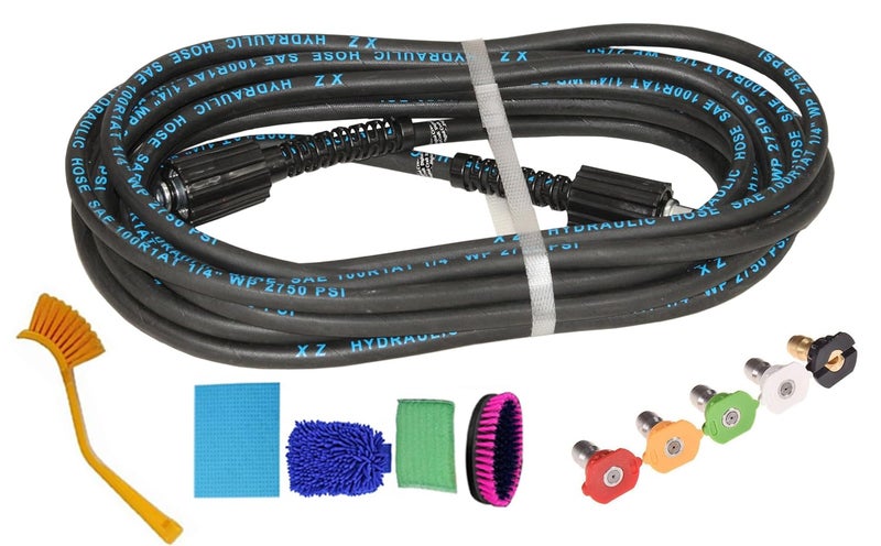 Digital Craft Digital Craft Hydraulic Pressure Washer Hose Pipe 2750PSI M2215 14mm High Pressure Washer Hose Spray Water Hydraulic Pressure Washer Pipe 8MTRHousekeeping 5 Item Set5Pc Nozzel Set 