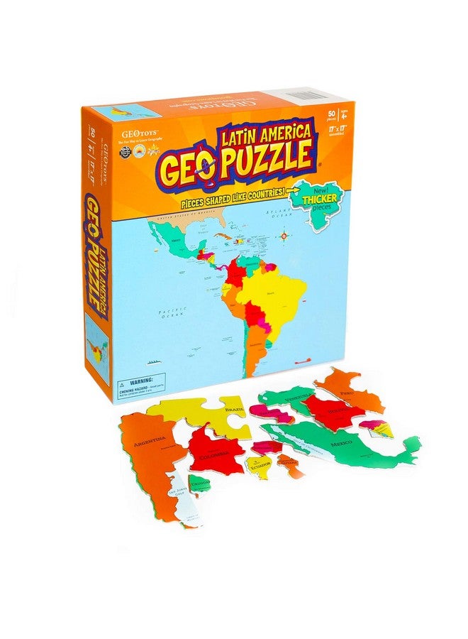 Geotoys Geopuzzle Latin America Educational Kid Toys For Boys And Girls 50 Piece Geography Jigsaw Puzzle Jumbo Size Kids Puzzle Ages 4 And Up - Image 1