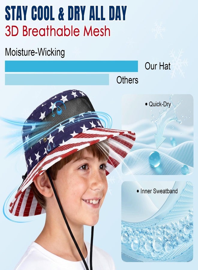 Komorebi Kids 4th of July Hat UPF 50+ Sun Protective American Flag USA Bucket Hat for Kids Boys Girls Wide Brim Fourth of July Patriotic Hats Summer American Flag 5-13 Years - Image 5
