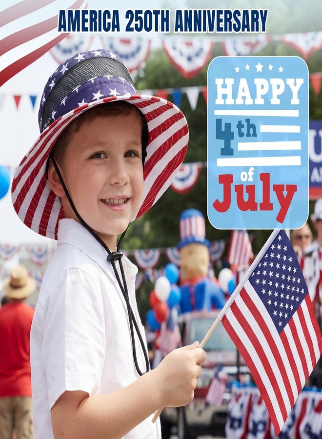 Komorebi Kids 4th of July Hat UPF 50+ Sun Protective American Flag USA Bucket Hat for Kids Boys Girls Wide Brim Fourth of July Patriotic Hats Summer American Flag 5-13 Years - Image 2