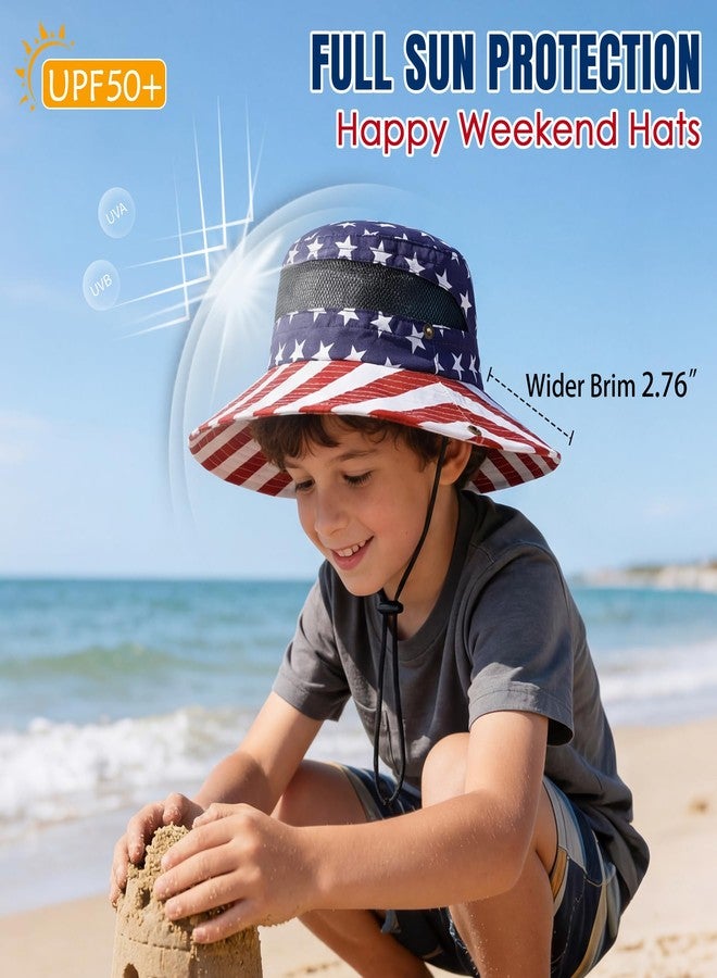 Komorebi Kids 4th of July Hat UPF 50+ Sun Protective American Flag USA Bucket Hat for Kids Boys Girls Wide Brim Fourth of July Patriotic Hats Summer American Flag 5-13 Years - Image 4
