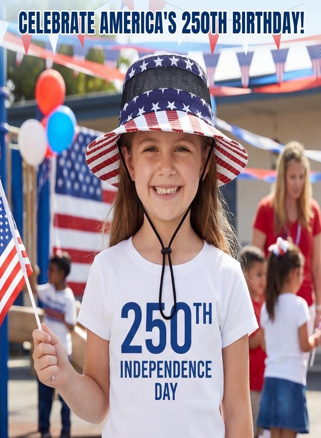 Komorebi Kids 4th of July Hat UPF 50+ Sun Protective American Flag USA Bucket Hat for Kids Boys Girls Wide Brim Fourth of July Patriotic Hats Summer American Flag 5-13 Years - Image 3