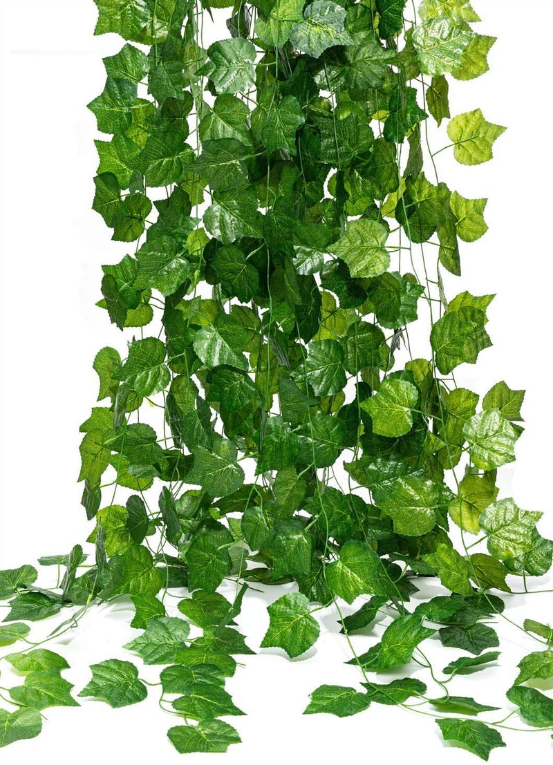 BS AMOR Wall Hanging Artificial Creeper Pack of 5 Strings (Length 6 Feet, Grape Leaf) - Image 1
