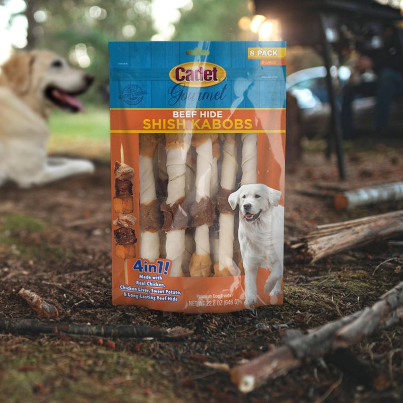 Cadet Gourmet Shish Kabob Dog Treats for Large Dogs, Healthy & Natural Chicken & Sweet Potato Chew Sticks, Beef Hide, Extra Large 10 Inch, 4 Count (Pack of 1) - Image 3