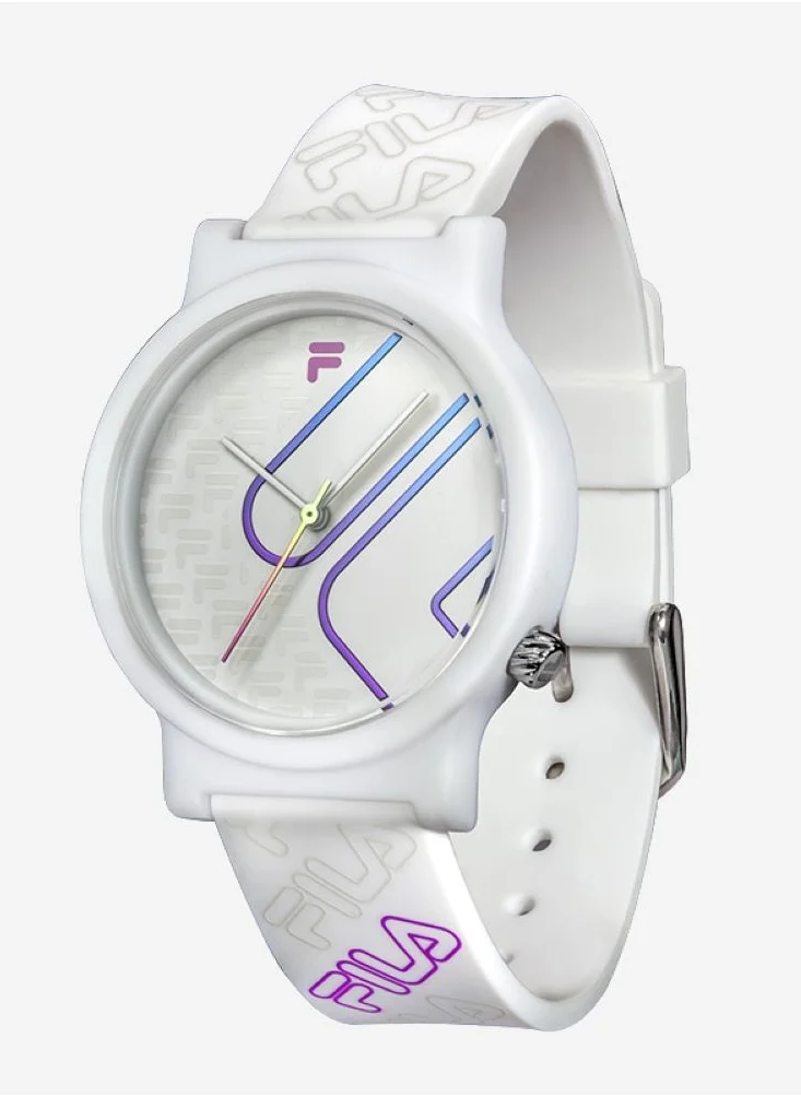 FILA Fila Style Unisex Analog ABS Case, White Silicone Strap, 38-320-201, size 41mm