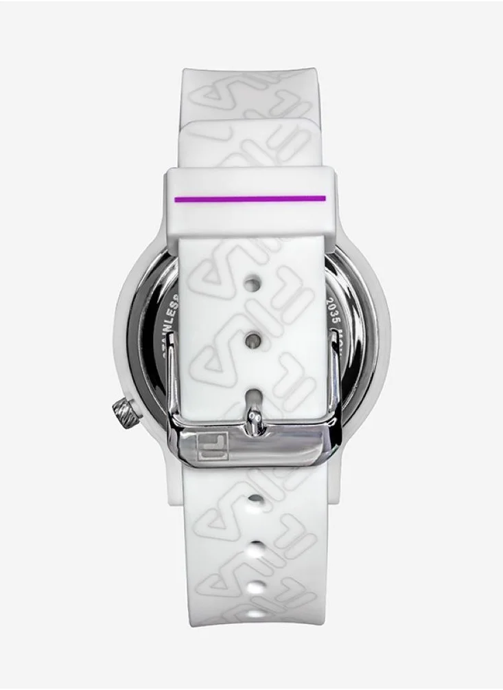 FILA Fila Style Unisex Analog ABS Case, White Silicone Strap, 38-320-201, size 41mm