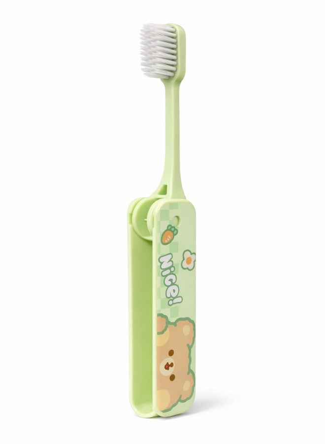 ZQBIEE Foldable Toothbrush for Kids Compact Travel Toothbrush with Portable Kids Tooth Brush for School & Outdoor Use (Pack of 1) (Green) - Image 1