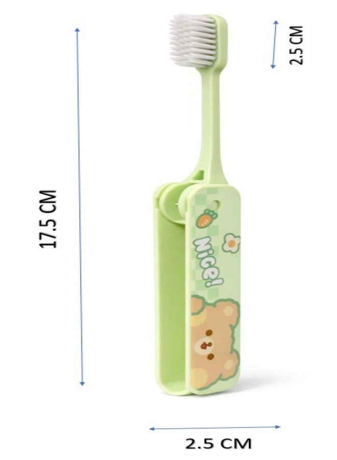 ZQBIEE Foldable Toothbrush for Kids Compact Travel Toothbrush with Portable Kids Tooth Brush for School & Outdoor Use (Pack of 1) (Green) - Image 2
