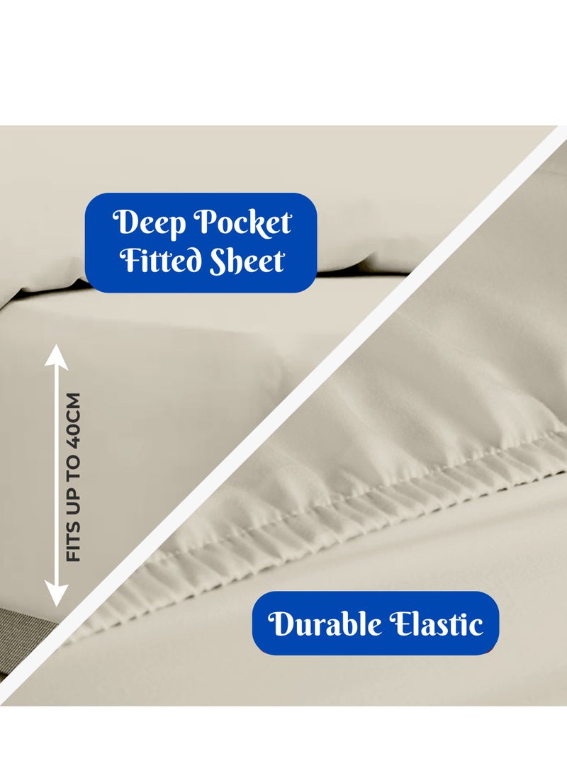 Premium Beige Twin Sheets Set - 1800 TC Series 3 Piece Bed Sheets - Soft Brushed Microfiber Fabric - 16 Inches Deep Pockets Sheets Wrinkle Free & Fade Resistant by Infinitee Xclusives