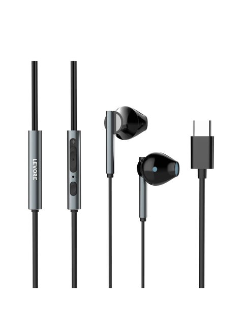 Levore In-ear Headphone Type C Headphones Wired Earphones with Microphone USB-C Earphones Earbuds Sound Noise Isolating Compatible with New iPad mini 6, iPad Pro, Galaxy S20 S20+ S20 Ultra,iPad Air 5