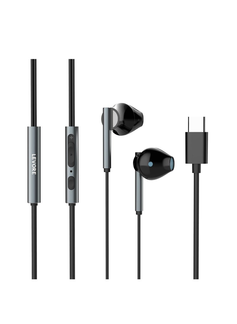 Levore In-ear Headphone Type C Headphones Wired Earphones with Microphone USB-C Earphones Earbuds Sound Noise Isolating Compatible with New iPad mini 6, iPad Pro, Galaxy S20 S20+ S20 Ultra,iPad Air 5