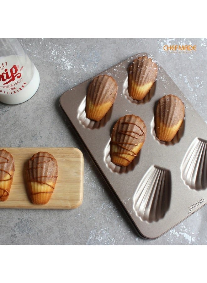 شيف ميد صينية مادلين غير لاصقة 6 قوالب توزيع حرارة متوازن لنتائج مثالية – قالب خبز قوي وسهل التنظيف لتحضير المادلين والكعكات الصغيرة – موديل WK9029 - Image 3