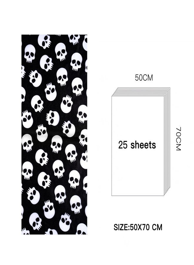 WRAPAHOLIC Halloween Wrapping Tissue Paper - 25 Sheets 19.7x27.5 Inch Black and White Skull Design Bulk for Packing, DIY Crafts - Image 4