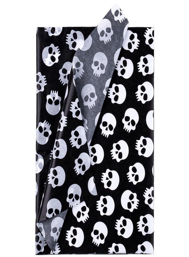 WRAPAHOLIC Halloween Wrapping Tissue Paper - 25 Sheets 19.7x27.5 Inch Black and White Skull Design Bulk for Packing, DIY Crafts - Image 3