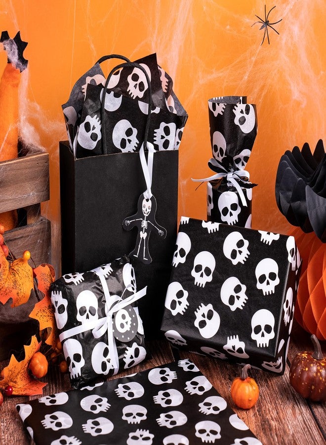 WRAPAHOLIC Halloween Wrapping Tissue Paper - 25 Sheets 19.7x27.5 Inch Black and White Skull Design Bulk for Packing, DIY Crafts - Image 5