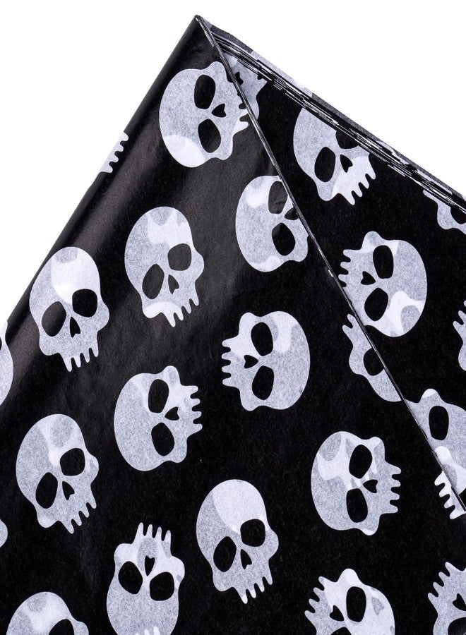 WRAPAHOLIC Halloween Wrapping Tissue Paper - 25 Sheets 19.7x27.5 Inch Black and White Skull Design Bulk for Packing, DIY Crafts - Image 2