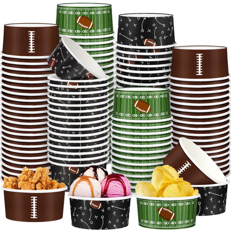 Kochorie 100 Pack Football Snack Bowl Party Supplies 12oz Paper Ice Cream Cups Disposable Soup Chili Bowl for BBQ Picnic Sports Events Household Birthday Party Supplies - Image 1