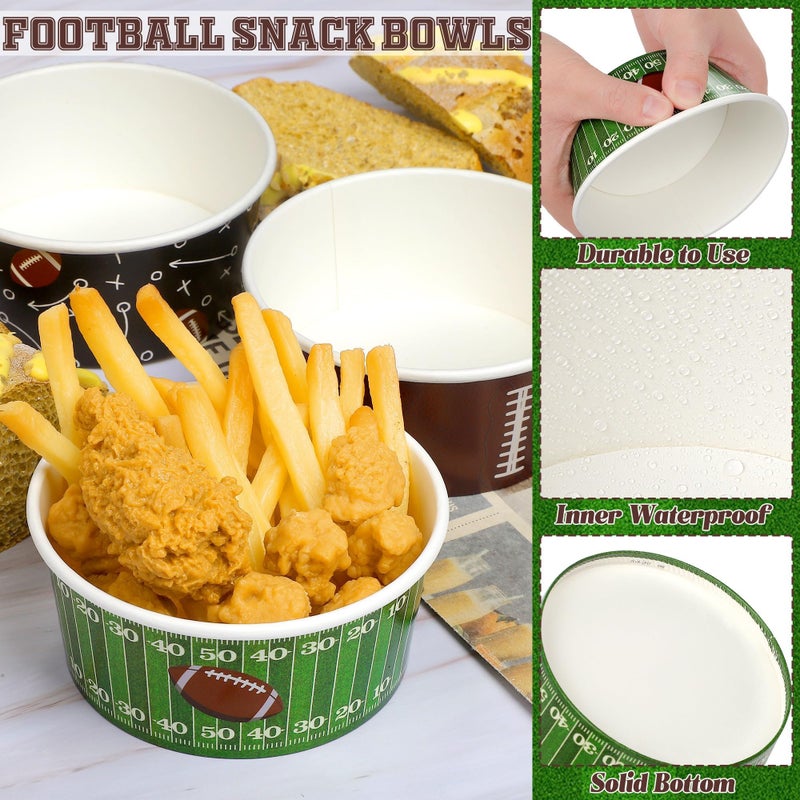 Kochorie 100 Pack Football Snack Bowl Party Supplies 12oz Paper Ice Cream Cups Disposable Soup Chili Bowl for BBQ Picnic Sports Events Household Birthday Party Supplies - Image 4